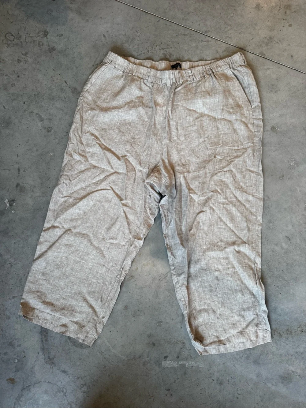NWT Quince Cropped 100% European Linen Pants in Light Beige Size 3X